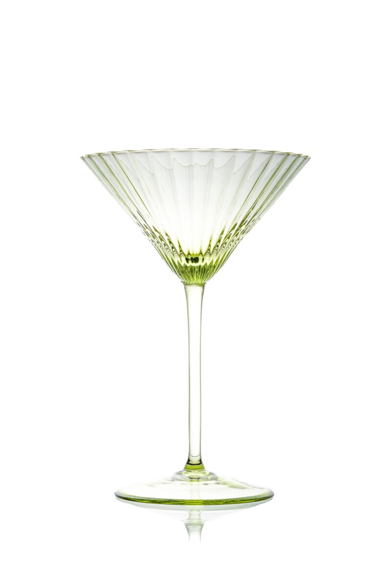 Olivengrøn martini glas Anna Von Lipa Mundblæst